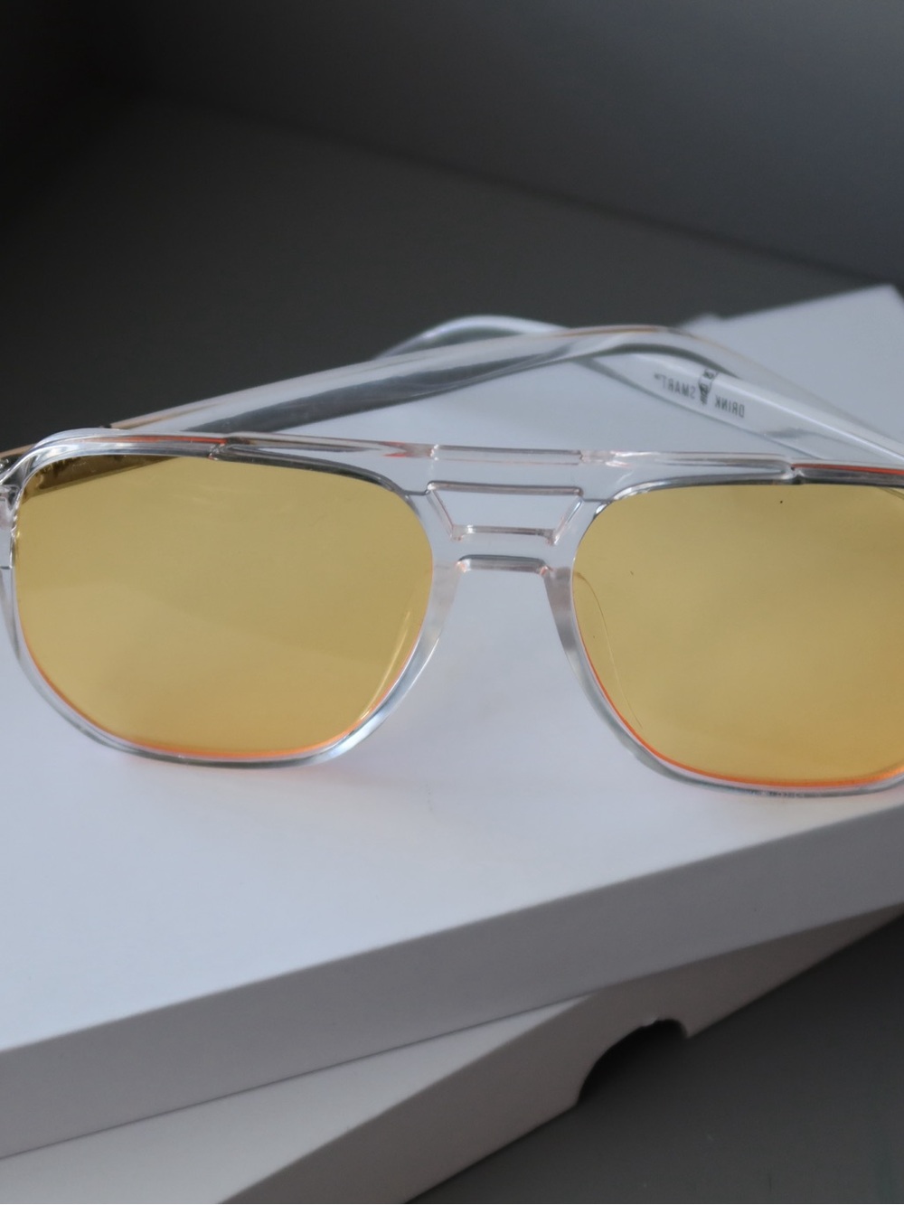 Clear Frame Aviator Sunglasses with Yellow Tinted Lenses Men’s/Women’s